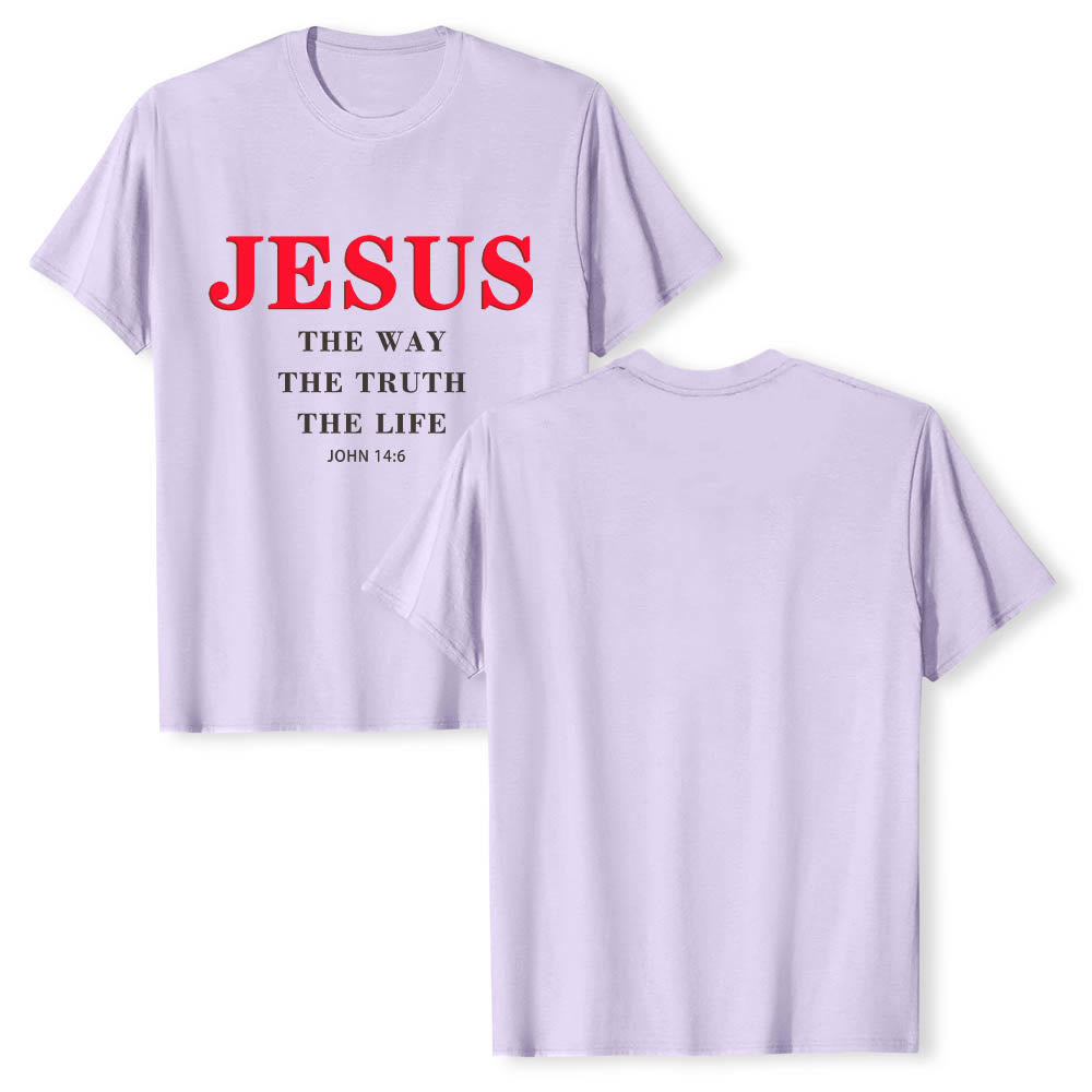 Christianartworkshop Large Bold Serif JESUS The Way The Truth The Life John 14:6 Print Premium Short Sleeve T-Shirt - image 10