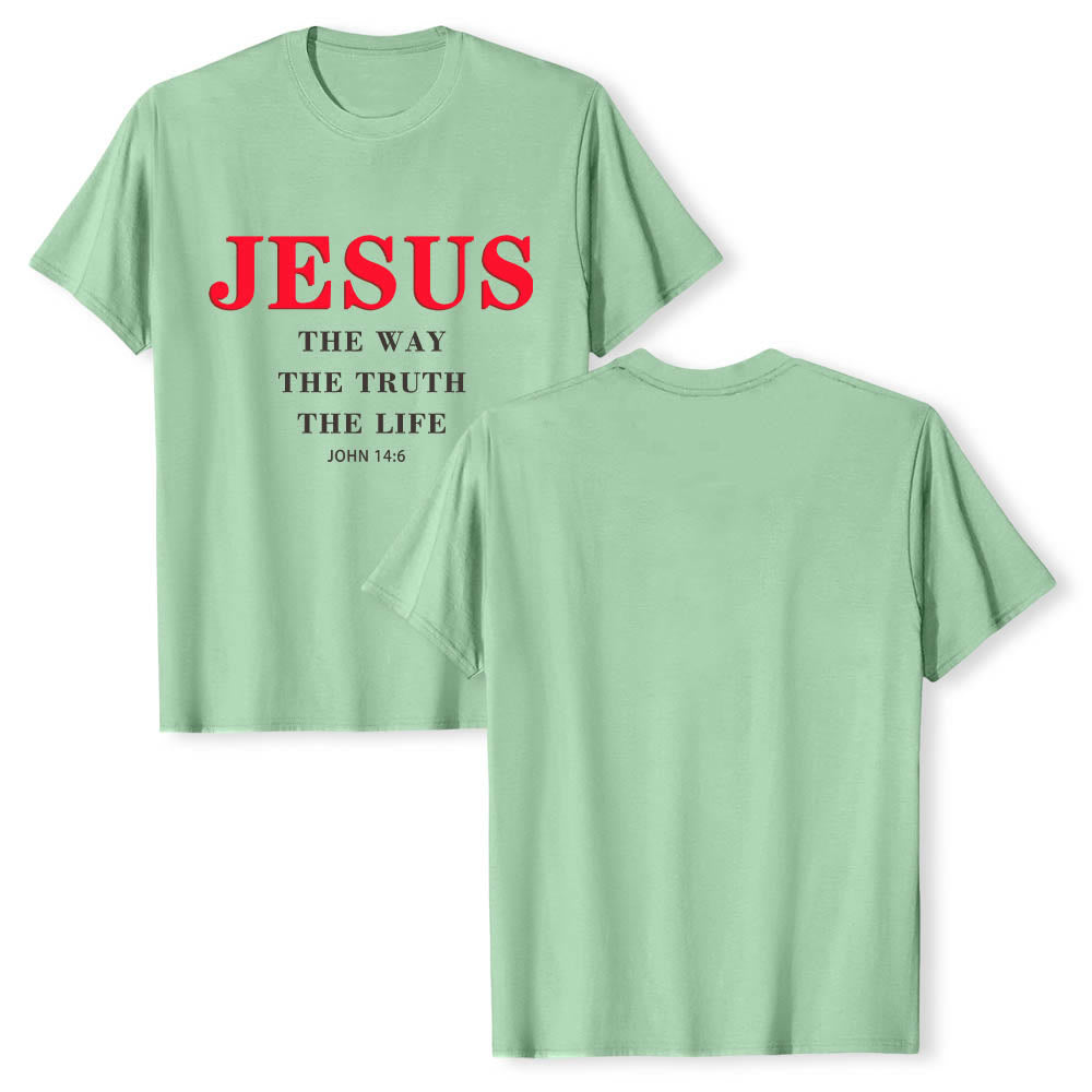 Christianartworkshop Large Bold Serif JESUS The Way The Truth The Life John 14:6 Print Premium Short Sleeve T-Shirt - image 22