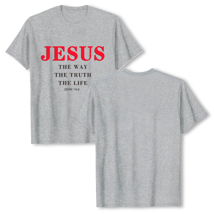 Christianartworkshop Large Bold Serif JESUS The Way The Truth The Life John 14:6 Print Premium Short Sleeve T-Shirt - image 16
