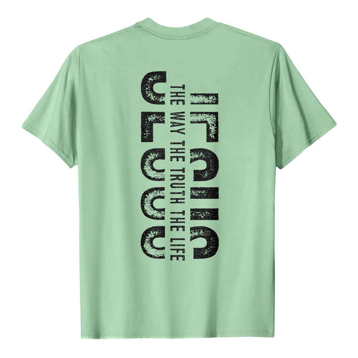 Christianartworkshop Front Cross Back Vertical Distressed JESUS The Way The Truth The Life Premium Short Sleeve T-Shirt - image 23