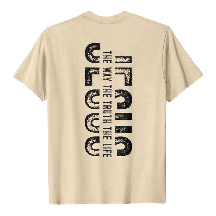 Christianartworkshop Front Cross Back Vertical Distressed JESUS The Way The Truth The Life Premium Short Sleeve T-Shirt - image 20