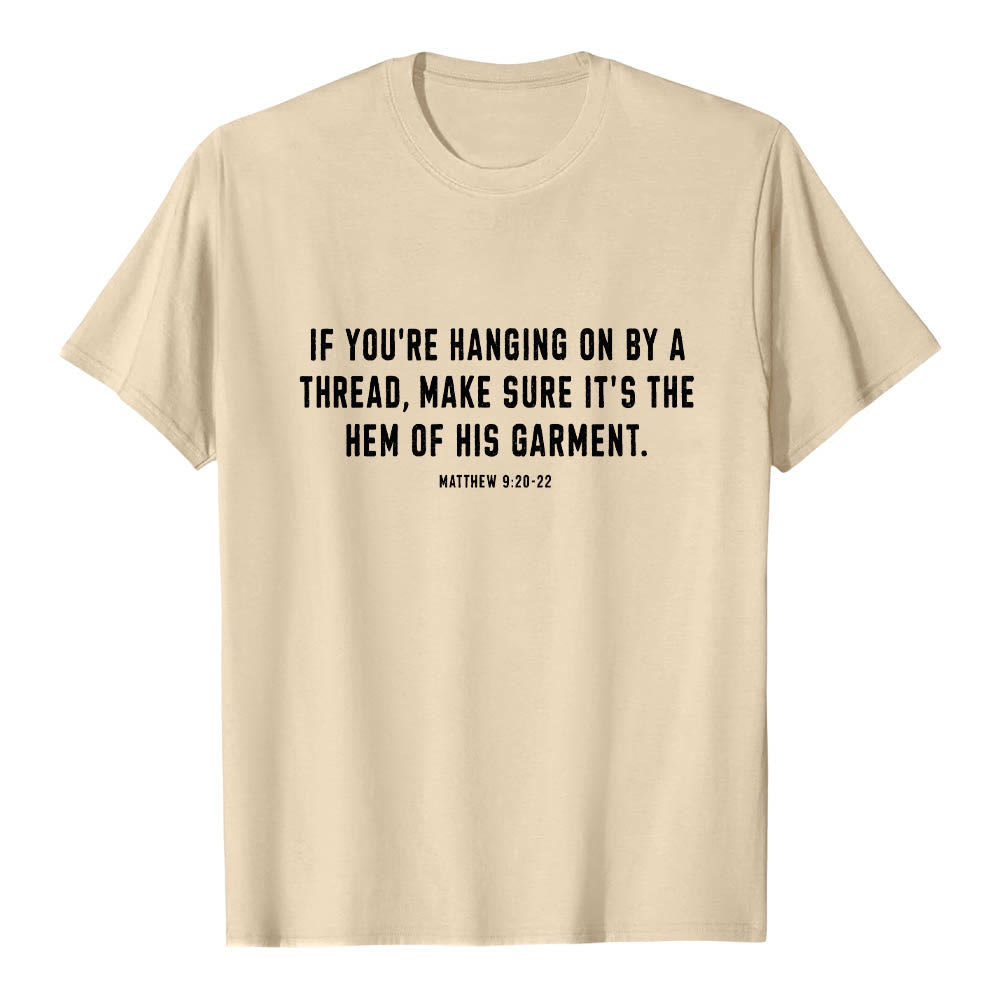 Christianartworkshop If You're Hanging On By A Thread Matthew 9:22 Front Shepherd & Sheep Drawing Back Premium Short Sleeve T-Shirt - image 19