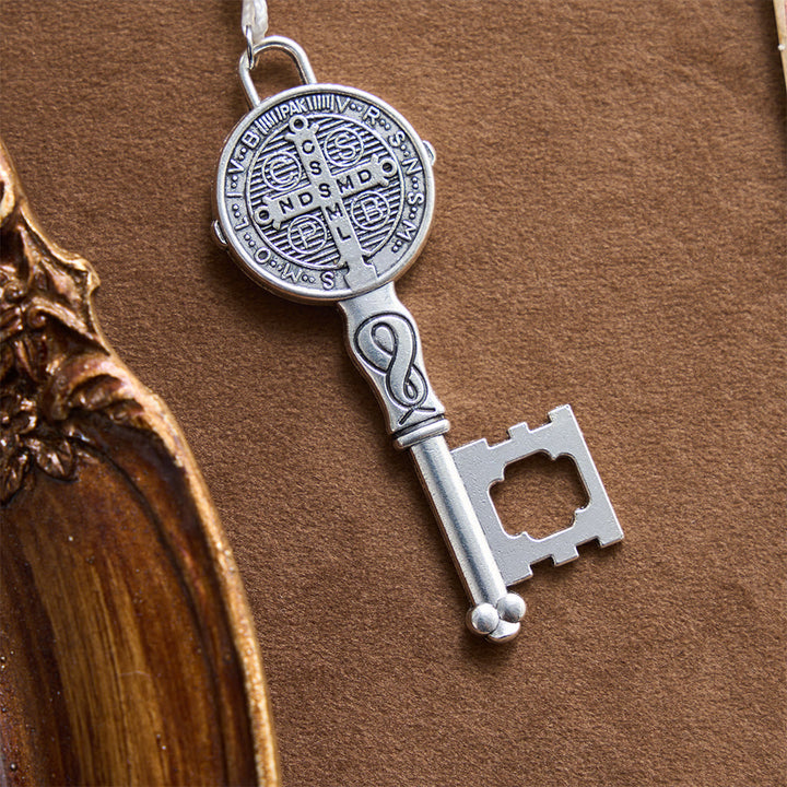 FREE Today: Pearl Cluster Bead Cord Pocket Rosary With Engraved St.Benedict Key Pendant - image 7