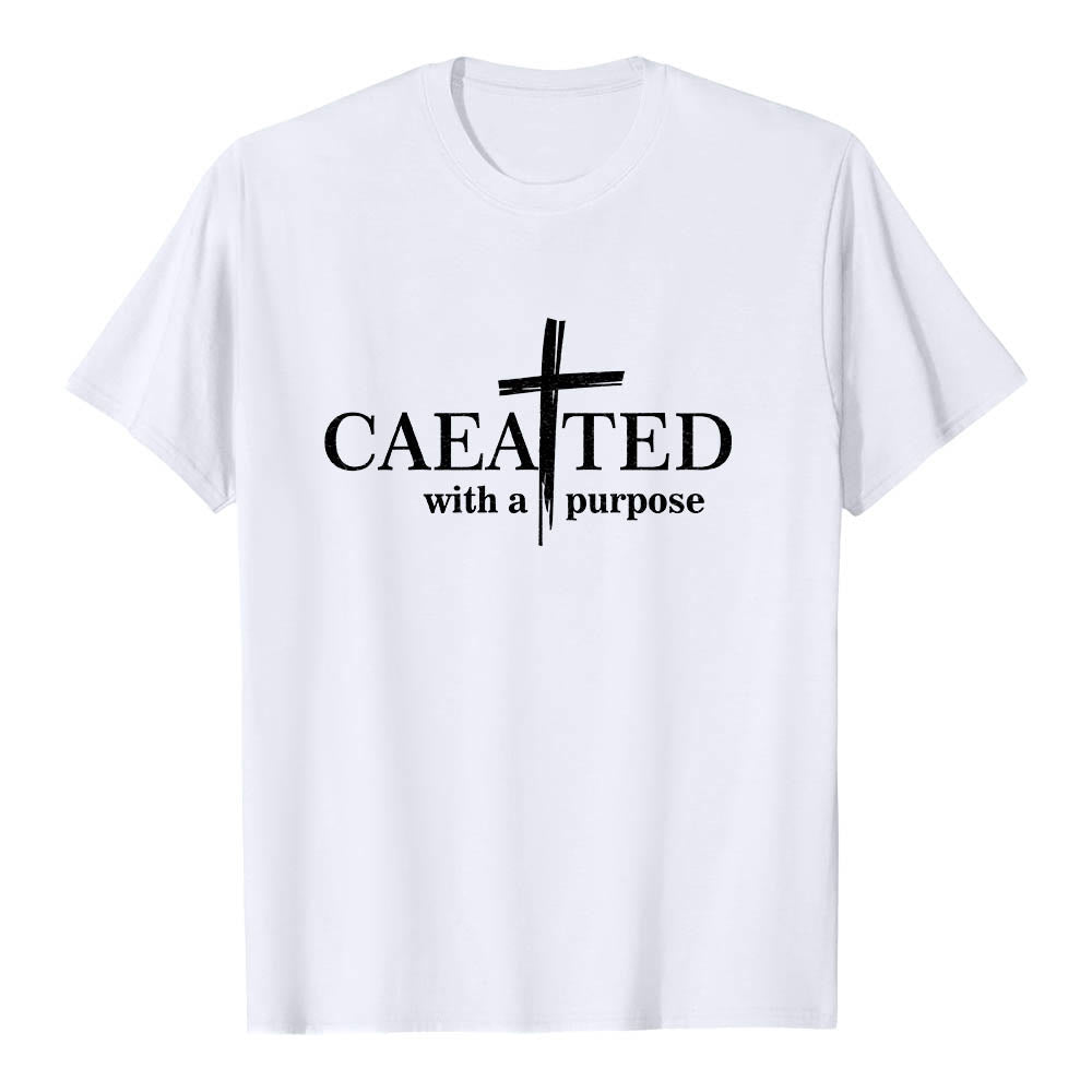 Christianartworkshop Created With A Purpose Brush Stroke Cross Split Main Word Premium Short Sleeve T-Shirt - White - 2XL - image 12