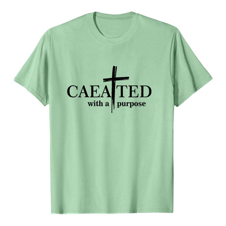 Christianartworkshop Created With A Purpose Brush Stroke Cross Split Main Word Premium Short Sleeve T-Shirt - Light Green - 2XL - image 21