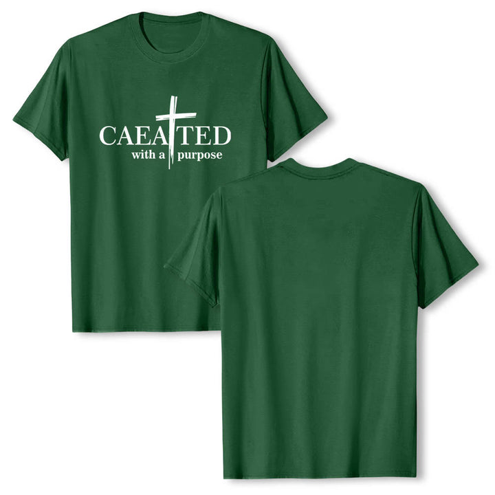 Christianartworkshop Created With A Purpose Brush Stroke Cross Split Main Word Premium Short Sleeve T-Shirt - image 4