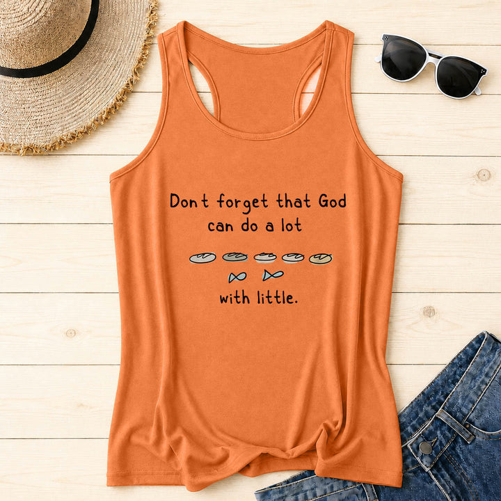 Christianartworkshop Don't Forget That God Can Do A Lot With Little Five Loaves Two Fish Line Sketch Graphic Racerback Tank Top - Orange - 2XL - image 4