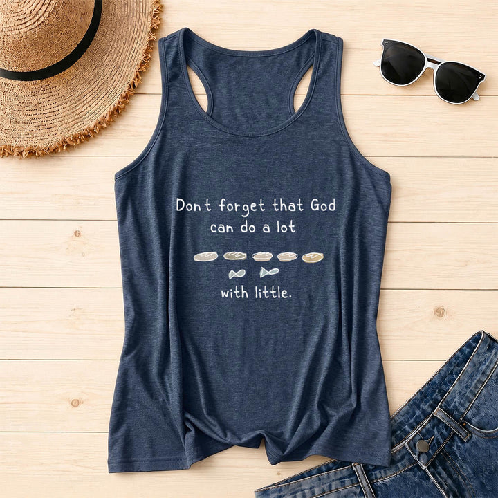 Christianartworkshop Don't Forget That God Can Do A Lot With Little Five Loaves Two Fish Line Sketch Graphic Racerback Tank Top - Navy Blue - 2XL - image 12