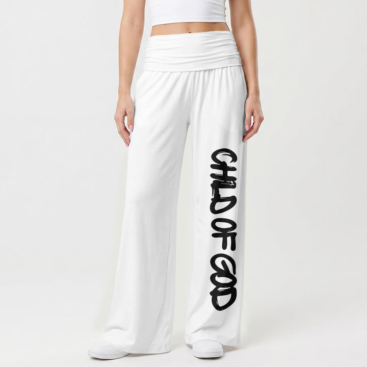 Christianartworkshop Vertical Brush Stroke Child Of God Hand Lettering Fold Over High Waist Wide Leg Pants - image 7