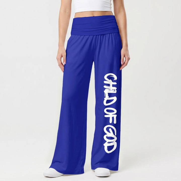 Christianartworkshop Vertical Brush Stroke Child Of God Hand Lettering Fold Over High Waist Wide Leg Pants - image 1