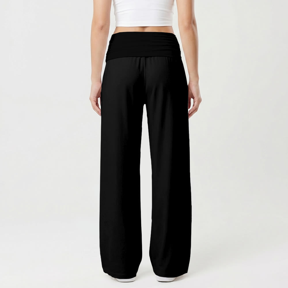 Christianartworkshop Minimal Multi Cross Graphic Front Hip Print Fold Over High Waist Wide Leg Pants - image 5