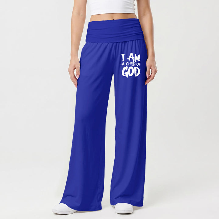 Christianartworkshop I Am A Child Of God Rough Brush Block Letter Front Thigh Print Wide Leg Pants - image 13