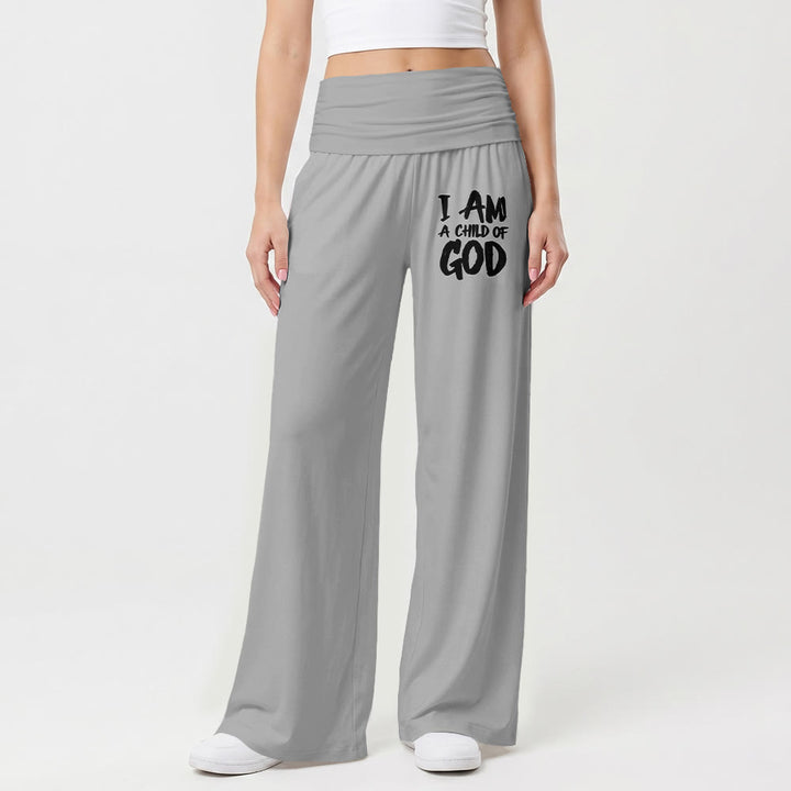 Christianartworkshop I Am A Child Of God Rough Brush Block Letter Front Thigh Print Wide Leg Pants - image 10