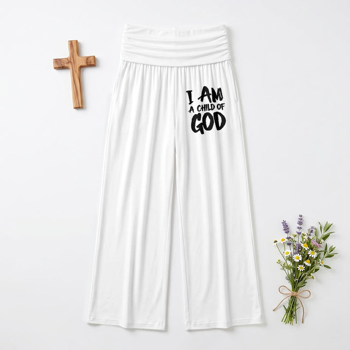 Christianartworkshop I Am A Child Of God Rough Brush Block Letter Front Thigh Print Wide Leg Pants - White - US22,UK/AU26,EU54 - image 6