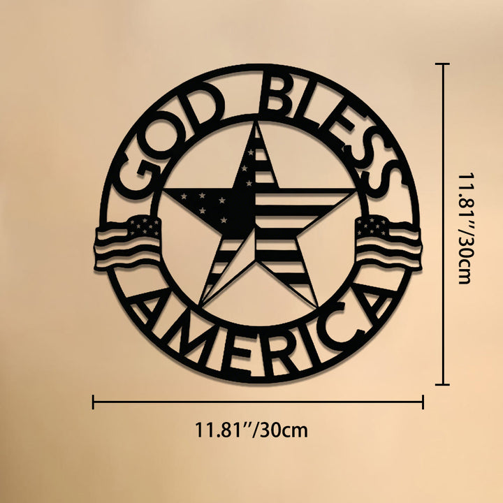 Christianartworkshop Round Ring God Bless USA Star Flag Metal Wall Decor: Timeless Emblem of Sacred Redemptive Grace - 11.81''*11.81''*0.04''/30cm*30cm*0.1cm - image 11