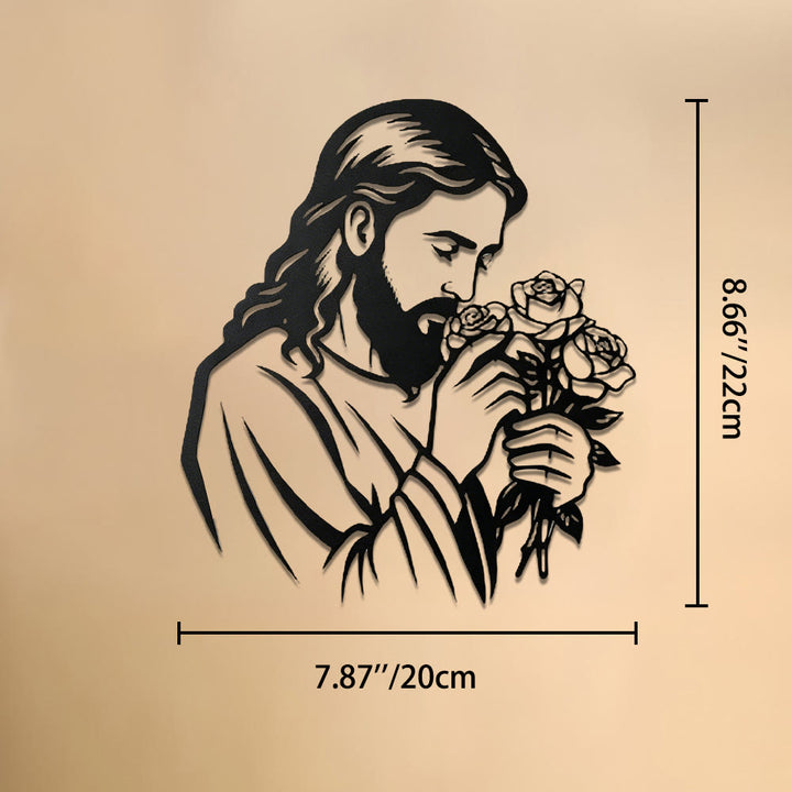 Christianartworkshop Jesus Holding Rose Metal Wall Decor: Timeless Emblem of Sacred Redemptive Grace - 7.87''*8.66''*0.04''/20cm*22cm*0.1cm - image 8