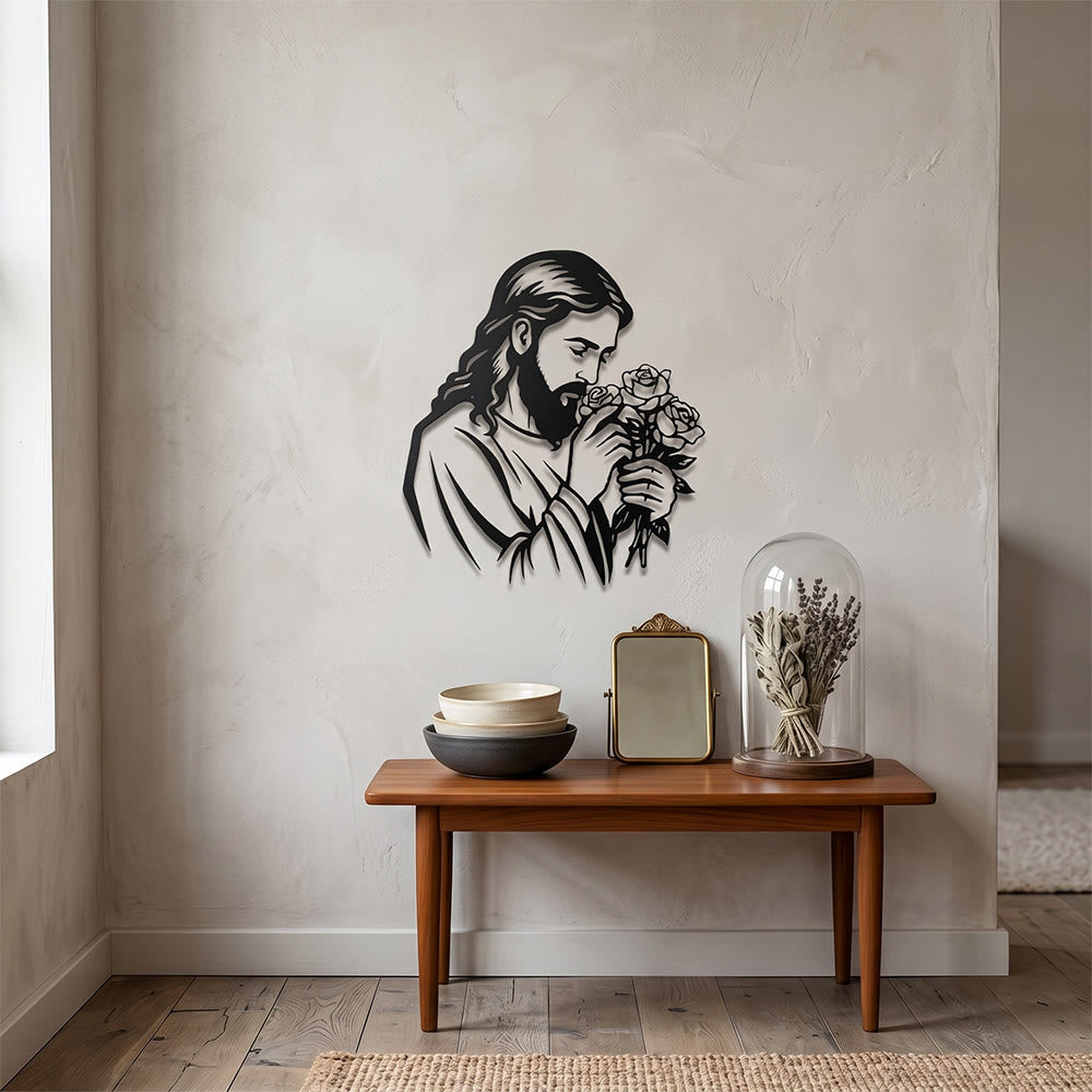Christianartworkshop Jesus Holding Rose Metal Wall Decor: Timeless Emblem of Sacred Redemptive Grace - image 6