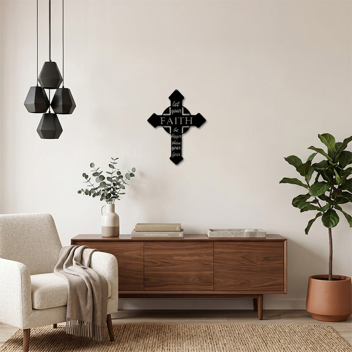 Christianartworkshop Pointed Tip Cross Let Your Faith Be Bigger Than Your Fear Metal Wall Decor: Timeless Emblem of Sacred Redemptive Grace - image 4