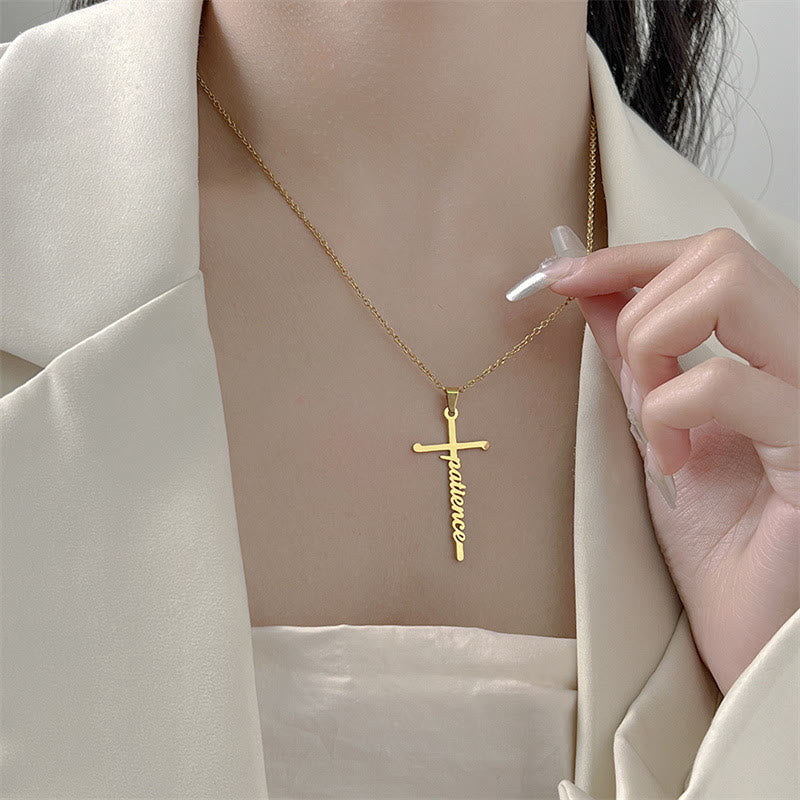 Christianartworkshop Multi Style Cursive Faith Word Integrated Cross Pendant Thin Link Chain Necklace: Timeless Emblem of Gentle Heavenly Guardianship - image 5