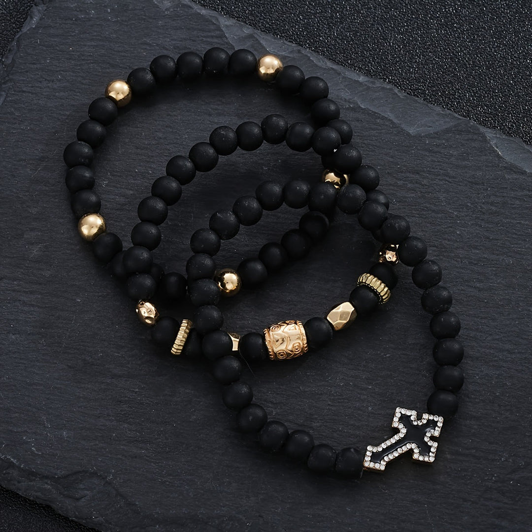 Christianartworkshop Retro Two Tone Bead Contrast Cross Prayer Bracelet: Timeless Emblem of Gentle Heavenly Guardianship - image 2