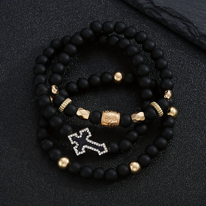 Christianartworkshop Retro Two Tone Bead Contrast Cross Prayer Bracelet: Timeless Emblem of Gentle Heavenly Guardianship - image 3