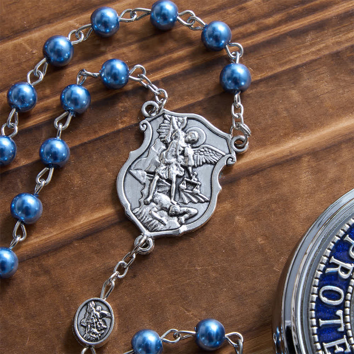 FREE Today: Silver or Blue Rosary with Antique Silver Archangel Medal and Matching Engraved Round Box - image 10