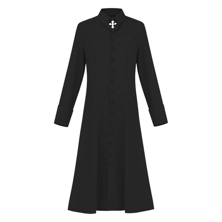 Christianartworkshop Women's Pastor Robe With Collar Cross Motif And Feminine Silhouette Women's Clergy Robe - Black - 3XL - image 4