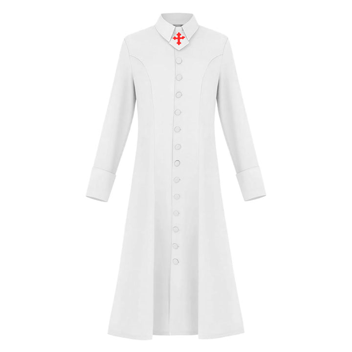 Christianartworkshop Women's Pastor Robe With Collar Cross Motif And Feminine Silhouette Women's Clergy Robe - White - 3XL - image 1
