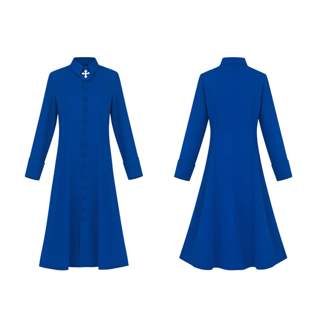 Christianartworkshop Women's Pastor Robe With Collar Cross Motif And Feminine Silhouette Women's Clergy Robe - image 13