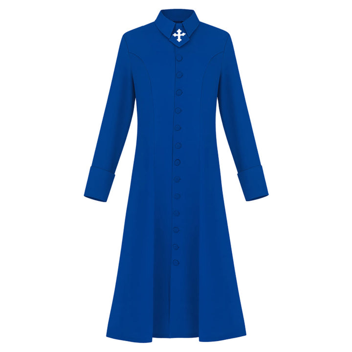 Christianartworkshop Women's Pastor Robe With Collar Cross Motif And Feminine Silhouette Women's Clergy Robe - Blue - 3XL - image 10