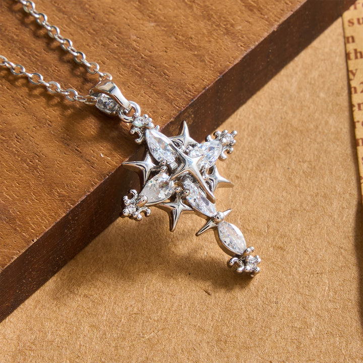 Christianartworkshop Star Accent Marquise Crystal Sacred Cross Pendant Necklace: Timeless Emblem of Radiant Heavenly Faith - image 6