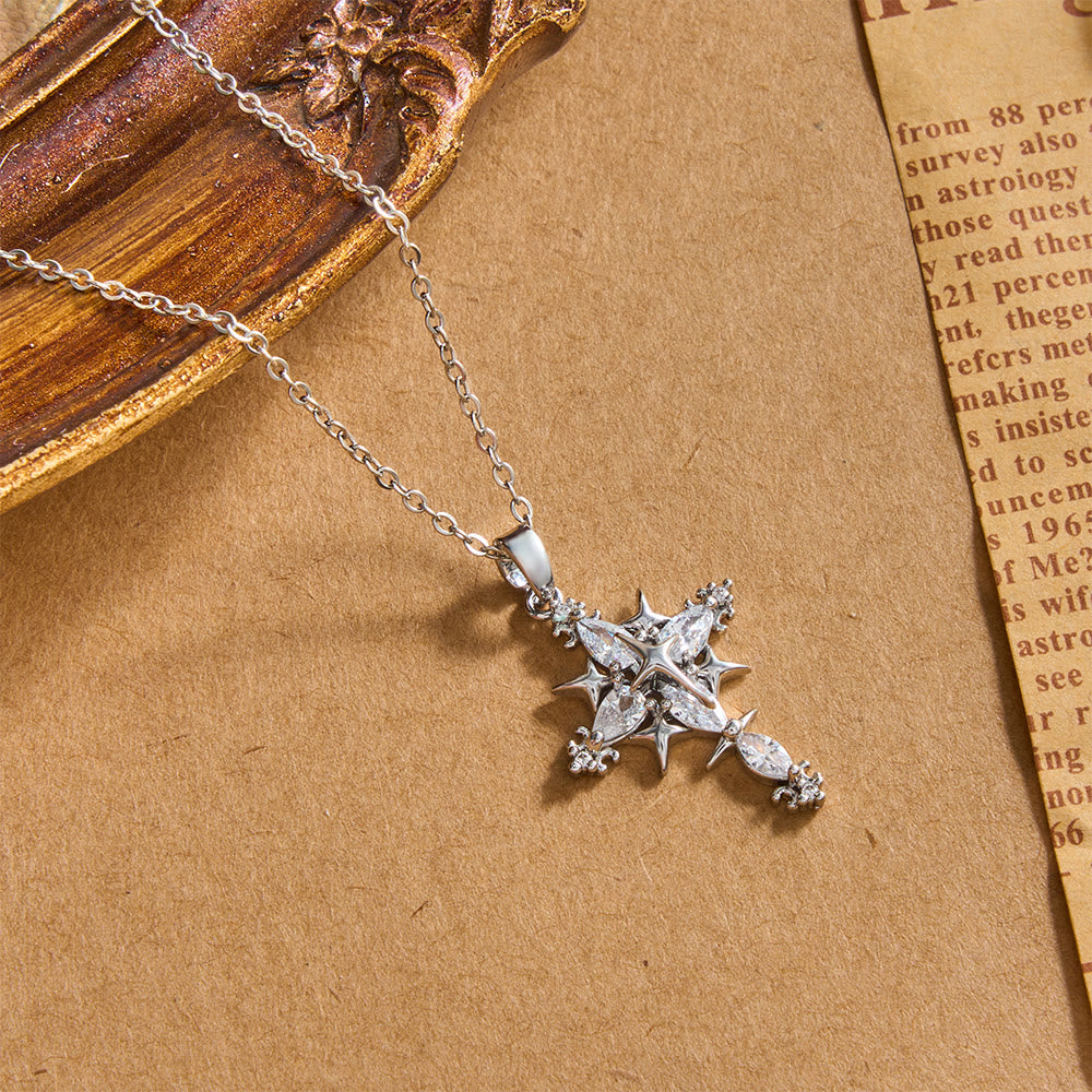 Christianartworkshop Star Accent Marquise Crystal Sacred Cross Pendant Necklace: Timeless Emblem of Radiant Heavenly Faith - image 9