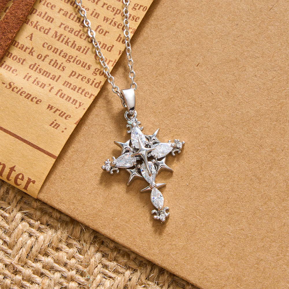 FREE Today: Star Accent Marquise Crystal Sacred Cross Pendant Necklace: Timeless Emblem of Radiant Heavenly Faith - image 7