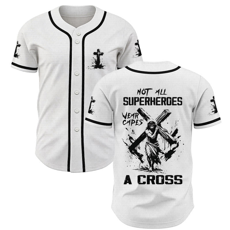 Christianartworkshop Not All Superheroes Wear Capes A Cross Unisex Baseball Jersey - White - 5XL - image 0