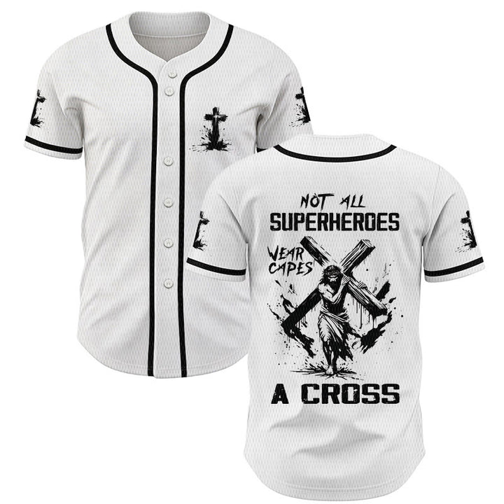 Christianartworkshop Not All Superheroes Wear Capes A Cross Unisex Baseball Jersey - White - 5XL - image 0