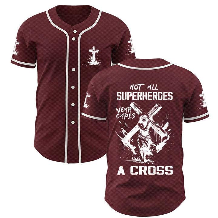 Christianartworkshop Not All Superheroes Wear Capes A Cross Unisex Baseball Jersey - Wine - 5XL - image 21
