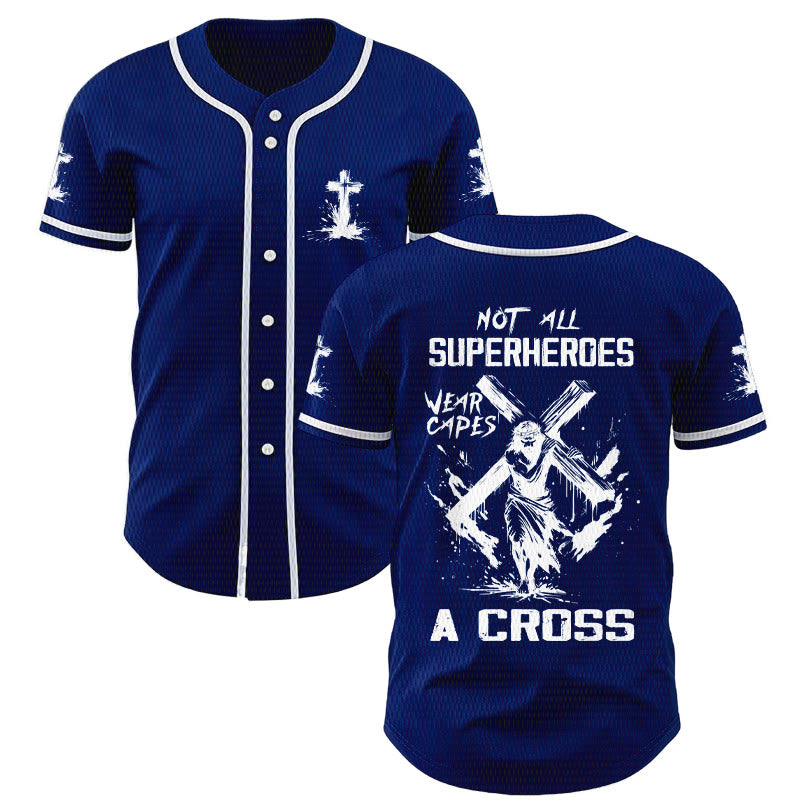 Christianartworkshop Not All Superheroes Wear Capes A Cross Unisex Baseball Jersey - Navy Blue - 5XL - image 35