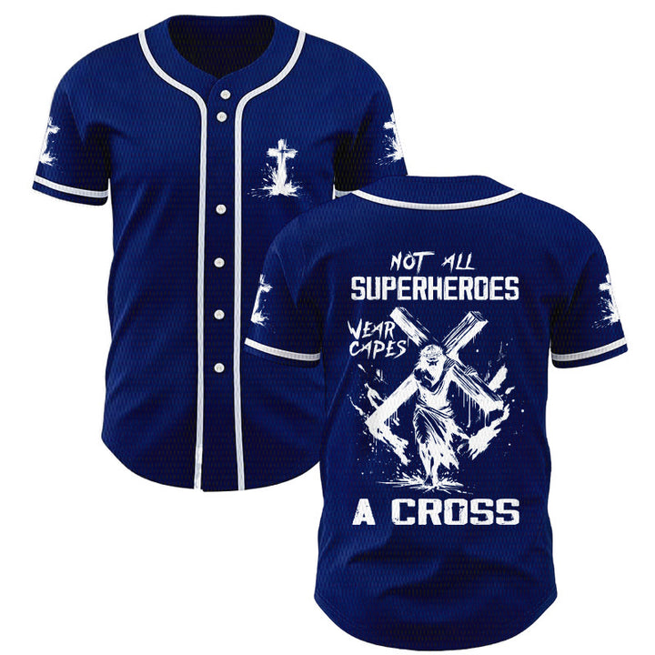 Christianartworkshop Not All Superheroes Wear Capes A Cross Unisex Baseball Jersey - Navy Blue - 5XL - image 35