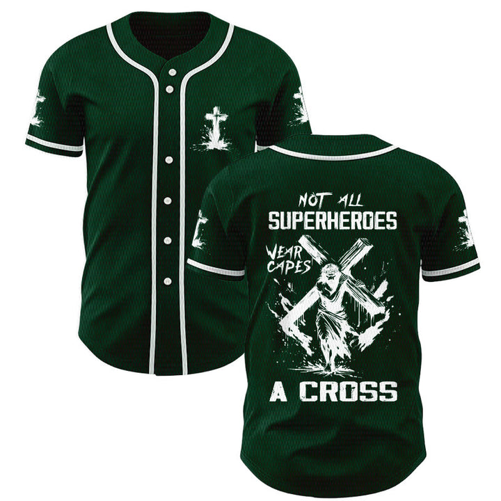Christianartworkshop Not All Superheroes Wear Capes A Cross Unisex Baseball Jersey - Green - 5XL - image 42