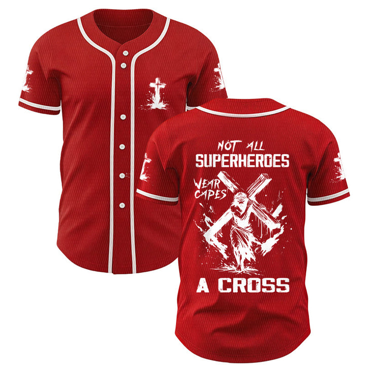 Christianartworkshop Not All Superheroes Wear Capes A Cross Unisex Baseball Jersey - Red - 5XL - image 14