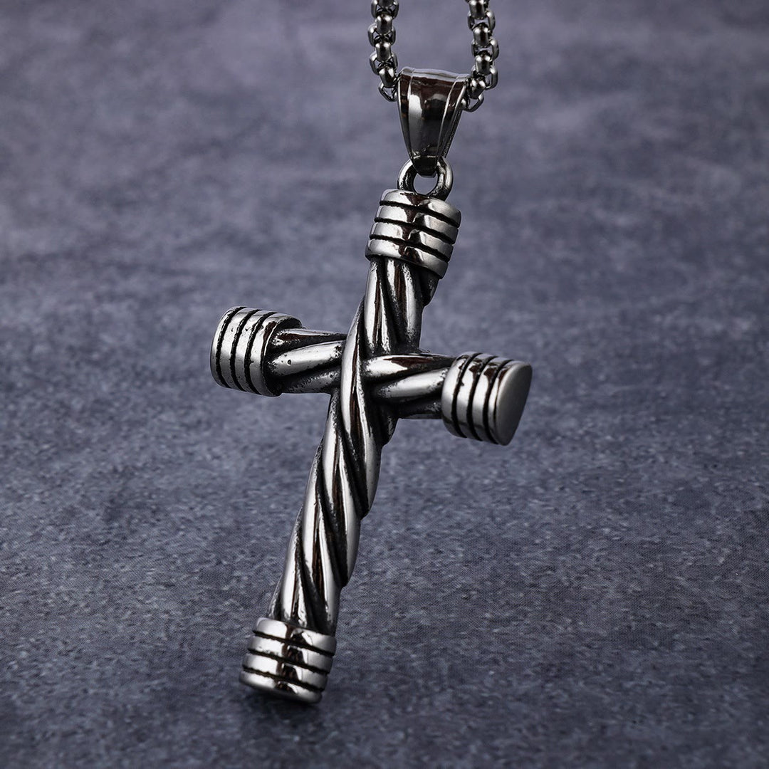 FREE Today: Vintage Twisted Steel Wire Wrap Cross Pendant Necklace: Timeless Emblem of Gentle Heavenly Guardianship - Cross - image 0