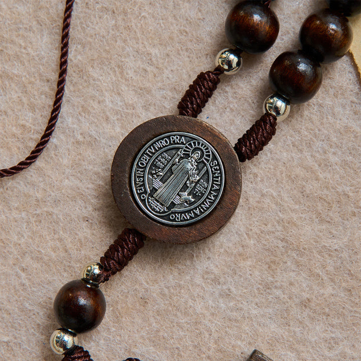 FREE Today: Round Bead Car Rosary Crucifix Our Lady Embossed Medal Car Hanging Pendant: A Reminder of Merciful Divine Protection on Every Trip - image 5