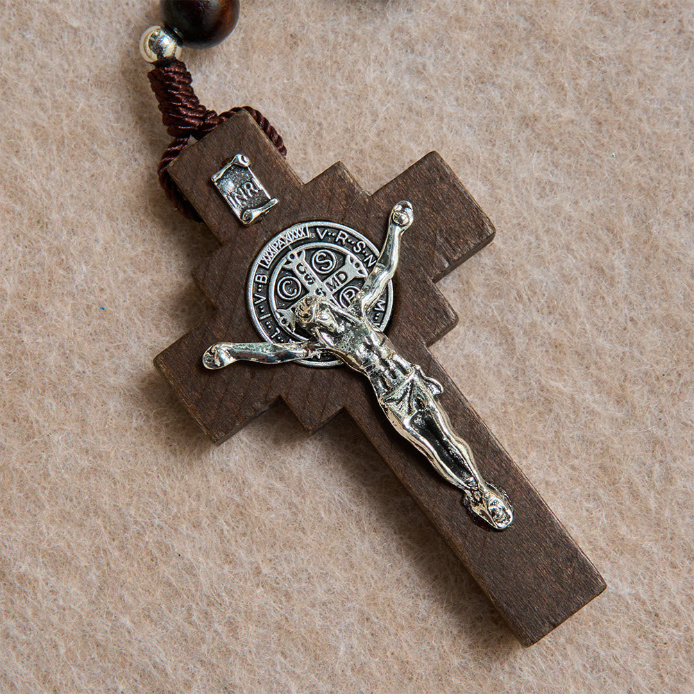 FREE Today: Round Bead Car Rosary Crucifix Our Lady Embossed Medal Car Hanging Pendant: A Reminder of Merciful Divine Protection on Every Trip - image 6