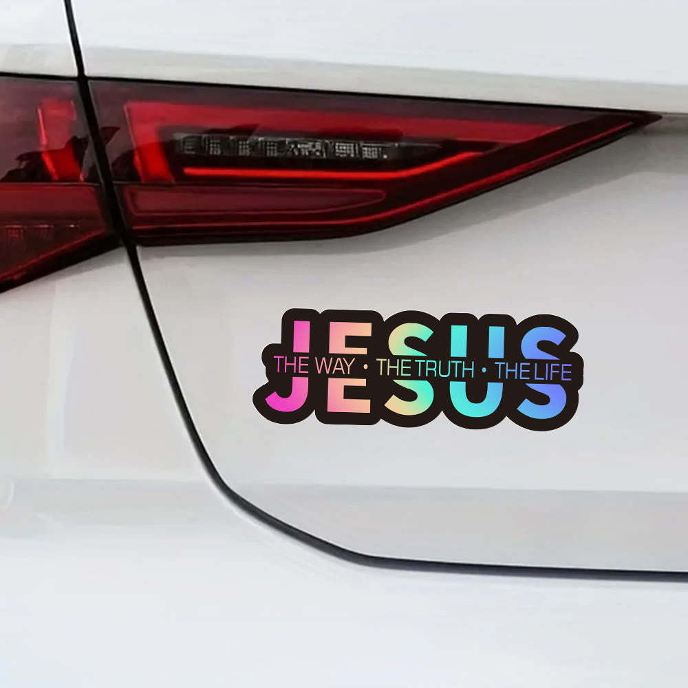 Christianartworkshop Bold Outline JESUS The Way The Truth The Life Letter Car Window Sticker: A Symbol of Abiding Faith & Divine Safeguard - Multi-Color - image 5