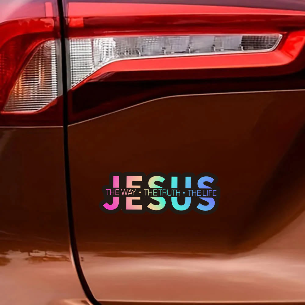 Christianartworkshop Bold Outline JESUS The Way The Truth The Life Letter Car Window Sticker: A Symbol of Abiding Faith & Divine Safeguard - image 9
