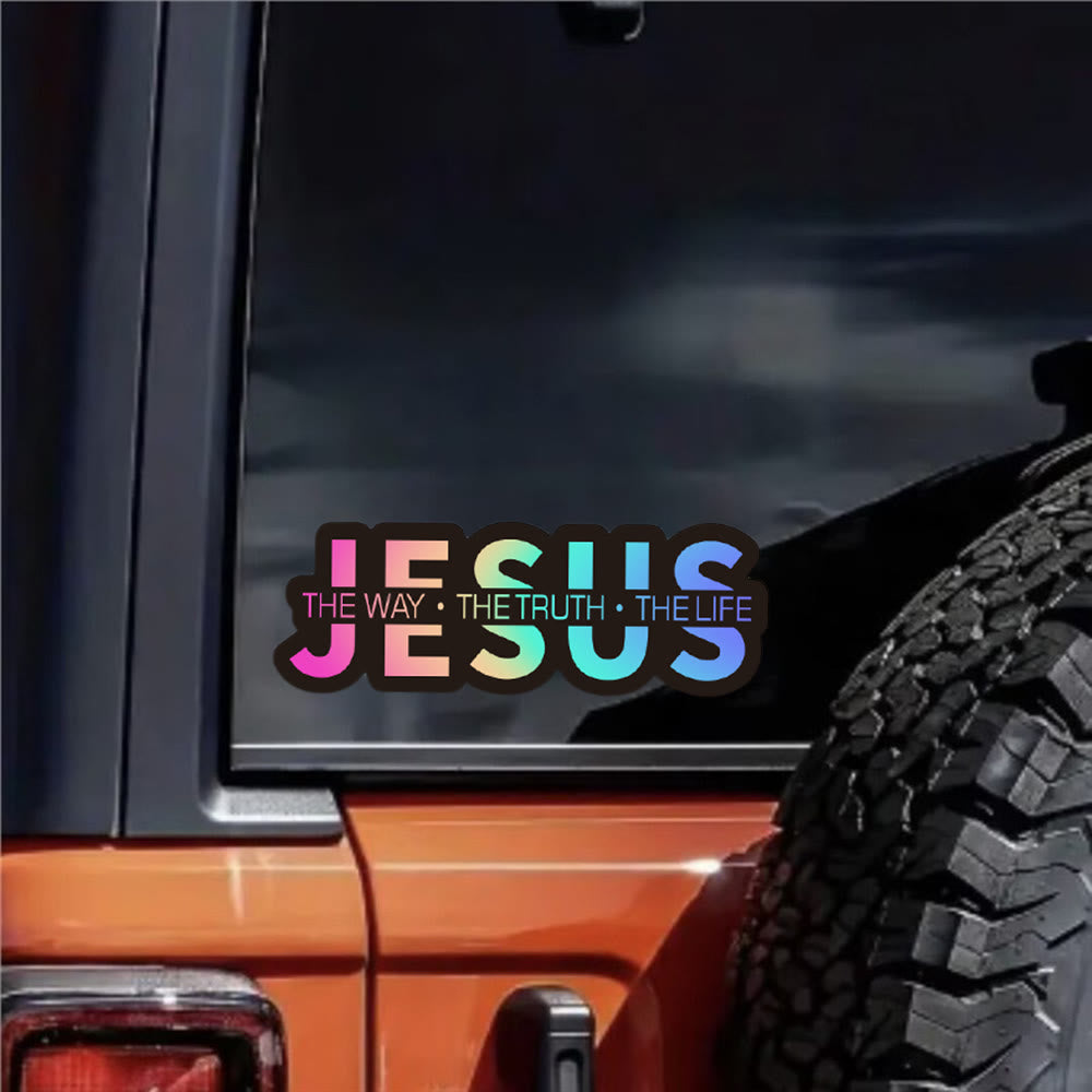FREE Today: Bold Outline JESUS The Way The Truth The Life Letter Car Window Sticker: A Symbol of Abiding Faith & Divine Safeguard - Multi-Color - image 10