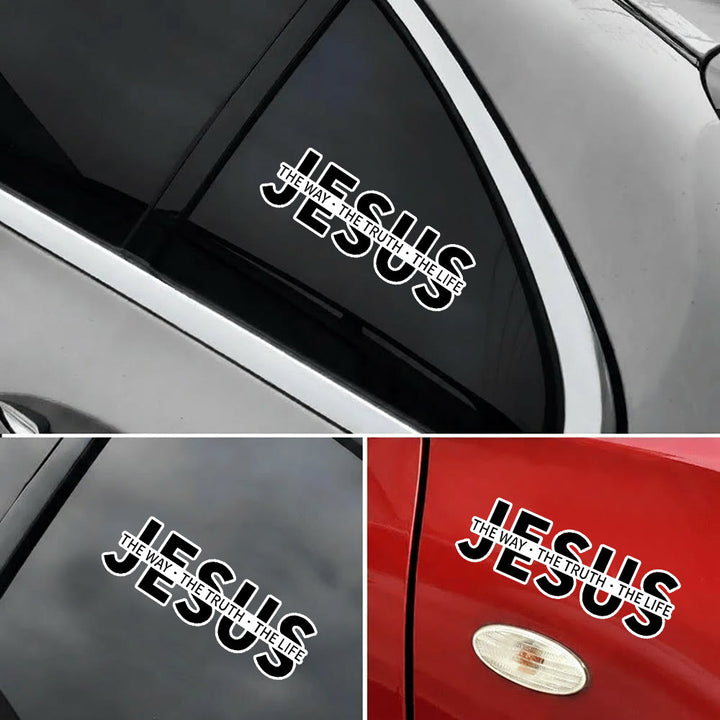 Christianartworkshop Bold Outline JESUS The Way The Truth The Life Letter Car Window Sticker: A Symbol of Abiding Faith & Divine Safeguard - image 1