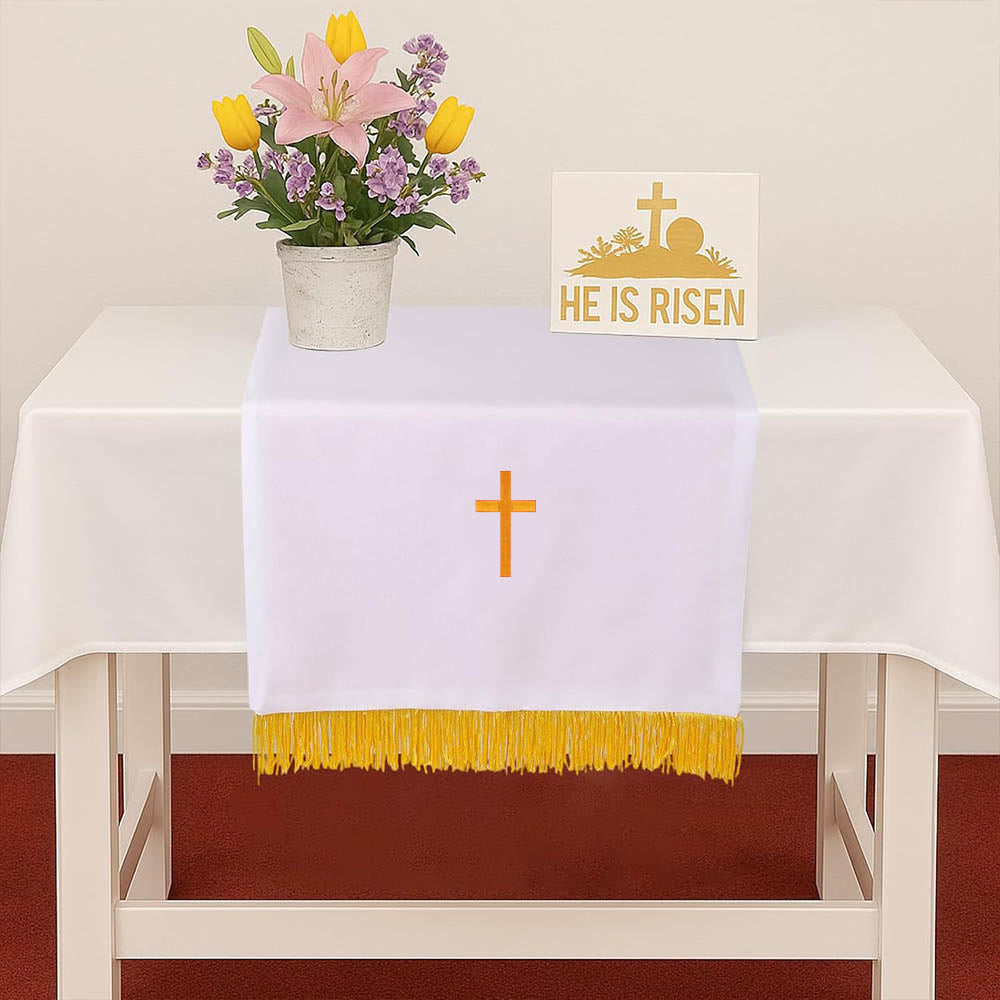 Christianartworkshop Complete Church Parament Set: Table Runner, Lectern Scarf & Bible Marker in Red and White - image 11