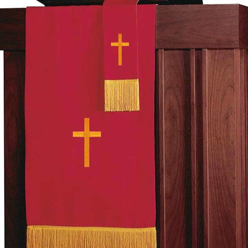 Christianartworkshop Complete Church Parament Set: Table Runner, Lectern Scarf & Bible Marker in Red and White - image 3