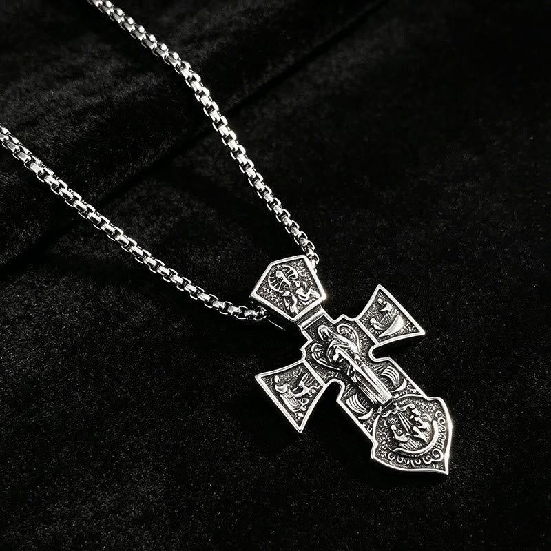 FREE Today: Vintage Antiqued Relief Crucifix Pendant Twisted Rope Chain Necklace: Timeless Emblem of Gentle Heavenly Guardianship - image 3
